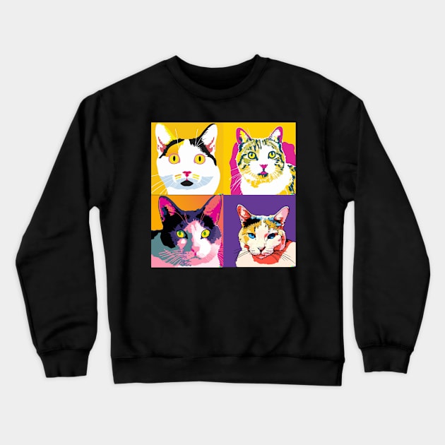 Japanese Bobtail Pop Art - Cat Lover Gift Crewneck Sweatshirt by PawPopArt